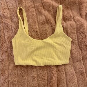 Yellow Ribbed Women's Crop Top